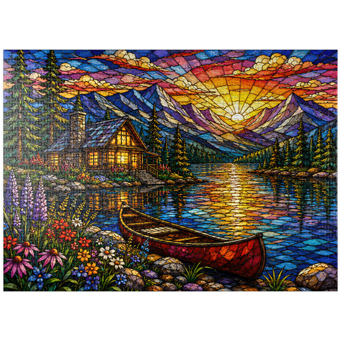 puzzleplate Mosaic Mountain Cabin Lake 1000 Jigsaw Puzzle