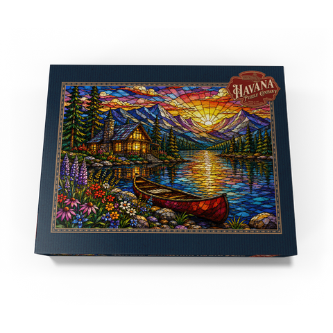 Mosaic Mountain Cabin Lake 500 Jigsaw Puzzle box view3