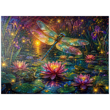 puzzleplate Luminous Glass Dragonfly Lily Pond 1000 Jigsaw Puzzle