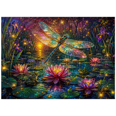 puzzleplate Luminous Glass Dragonfly Lily Pond 300 Jigsaw Puzzle