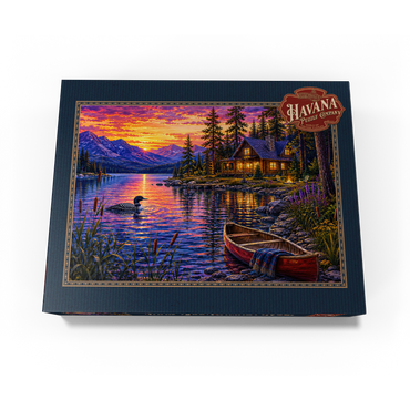 Loon Lake Twilight Cabin 500 Jigsaw Puzzle box view3