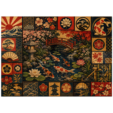 puzzleplate Koi Pond Garden Poster Collage 300 Jigsaw Puzzle