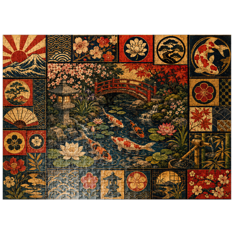 puzzleplate Koi Pond Garden Poster Collage 500 Jigsaw Puzzle