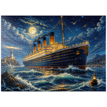 puzzleplate Grand Ocean Liner Night Voyage 1000 Jigsaw Puzzle