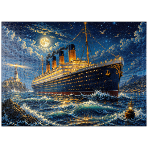 puzzleplate Grand Ocean Liner Night Voyage 1000 Jigsaw Puzzle
