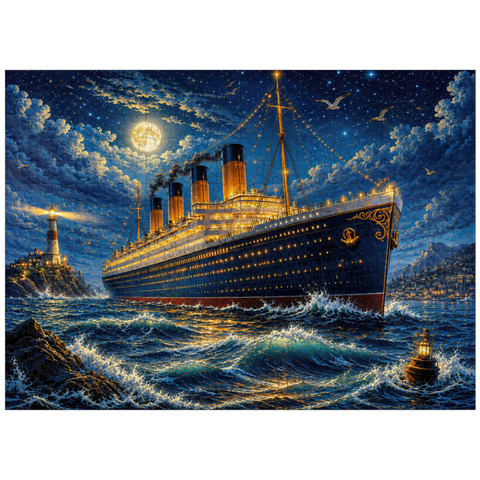 puzzleplate Grand Ocean Liner Night Voyage 300 Jigsaw Puzzle
