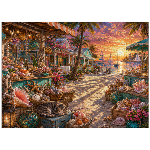 puzzleplate Florida Shell Market Sunset 300 Jigsaw Puzzle