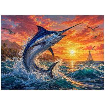 puzzleplate Blue Marlin Sunset Breaker 300 Jigsaw Puzzle