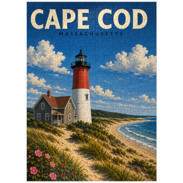 puzzleplate Cape Cod – Nauset Light, Massachusetts 300 Jigsaw Puzzle