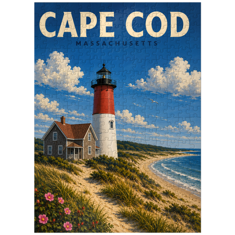 puzzleplate Cape Cod – Nauset Light, Massachusetts 300 Jigsaw Puzzle