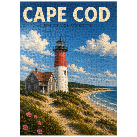 puzzleplate Cape Cod – Nauset Light, Massachusetts 500 Jigsaw Puzzle