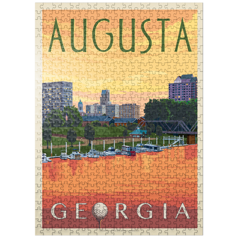 puzzleplate Augusta Georgia Riverfront Sunset Charm 500 Jigsaw Puzzle