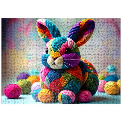 puzzleplate Rainbow Bunny: Yarn Critters Collection 500 Jigsaw Puzzle