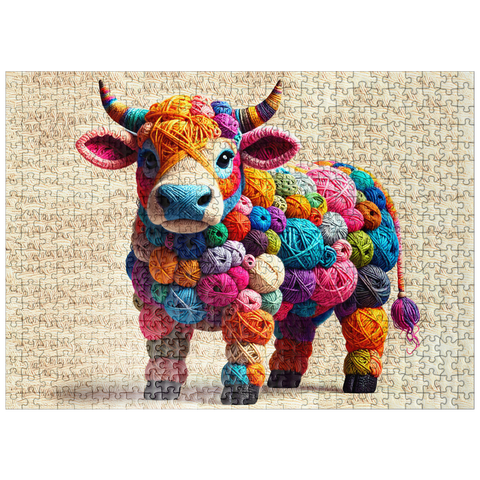 puzzleplate Happy Cow: Yarn Critters Collection 500 Jigsaw Puzzle