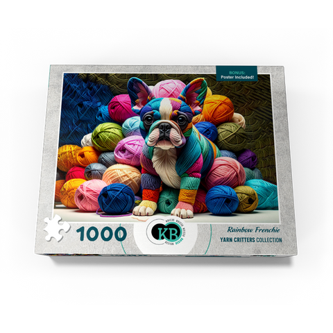 Rainbow French Bulldog: Yarn Critters Collection 1000 Jigsaw Puzzle box view3