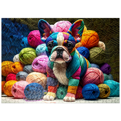 puzzleplate Rainbow French Bulldog: Yarn Critters Collection 500 Jigsaw Puzzle