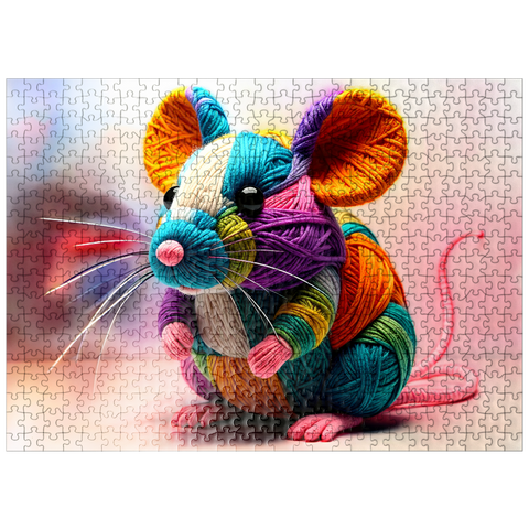 puzzleplate Rainbow Mouse: Yarn Critters Collection 500 Jigsaw Puzzle
