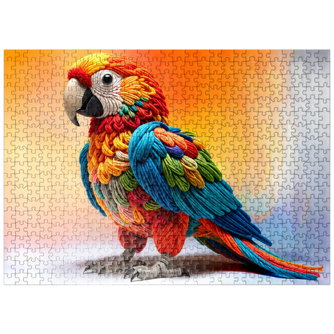 puzzleplate Rainbow Parrot: Yarn Critters Collection 500 Jigsaw Puzzle