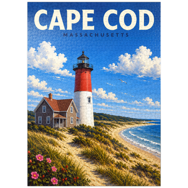 puzzleplate Cape Cod – Nauset Light, Massachusetts 1000 Jigsaw Puzzle