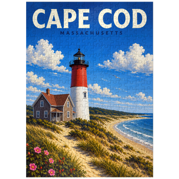 puzzleplate Cape Cod – Nauset Light, Massachusetts 300 Jigsaw Puzzle