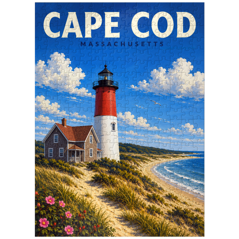 puzzleplate Cape Cod – Nauset Light, Massachusetts 300 Jigsaw Puzzle