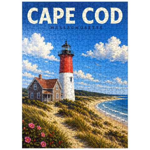 puzzleplate Cape Cod – Nauset Light, Massachusetts 500 Jigsaw Puzzle