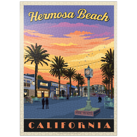puzzleplate Hermosa Beach Pier Sunset Charm, California 1000 Jigsaw Puzzle