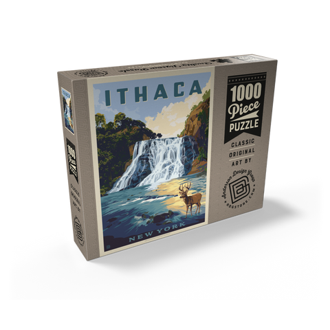 Ithaca Waterfall Deer Scenic Serenity, New York 1000 Jigsaw Puzzle box view2