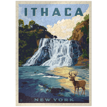 puzzleplate Ithaca Waterfall Deer Scenic Serenity, New York 300 Jigsaw Puzzle