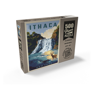 Ithaca Waterfall Deer Scenic Serenity, New York 500 Jigsaw Puzzle box view2