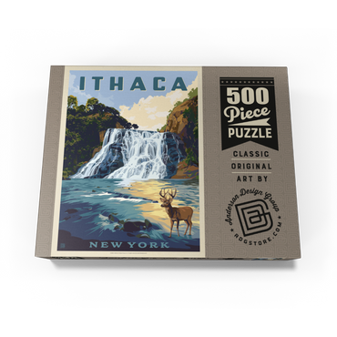 Ithaca Waterfall Deer Scenic Serenity, New York 500 Jigsaw Puzzle box view3