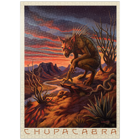 puzzleplate Mythical Creatures, Chupacabra Desert Sunset Legend 1000 Jigsaw Puzzle