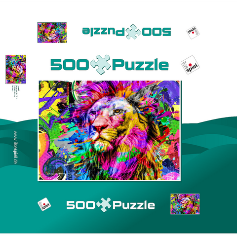 Fantastic lion 500 Jigsaw Puzzle box 3D Modell