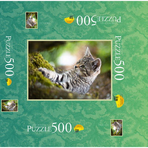 Treecat - cat climbing in tree 500 Jigsaw Puzzle box 3D Modell