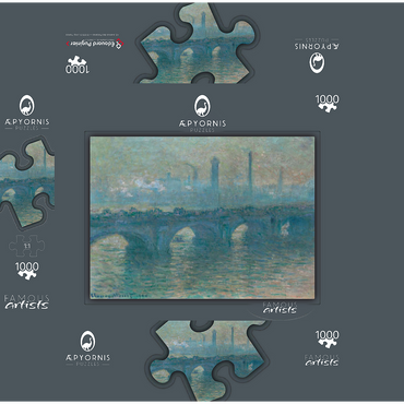 Waterloo Bridge, Gray Weather (1900) by Claude Monet 1000 Jigsaw Puzzle box 3D Modell