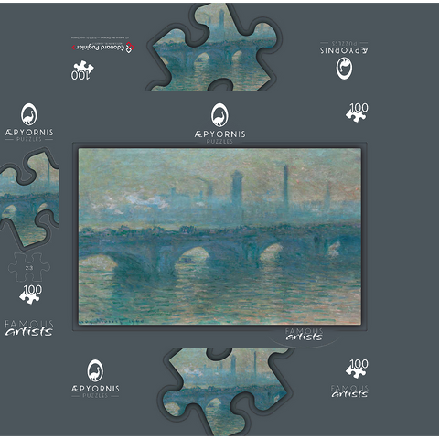 Waterloo Bridge Gray Weather 1900 by Claude Monet 100 Jigsaw Puzzle box 3D Modell