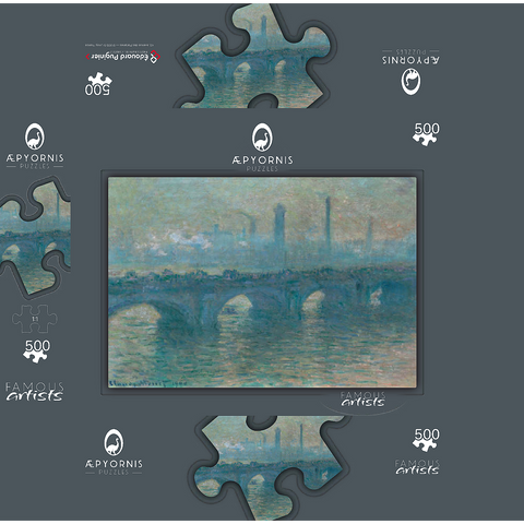 Waterloo Bridge Gray Weather 1900 by Claude Monet 500 Jigsaw Puzzle box 3D Modell