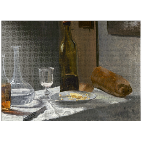 puzzleplate Still Life with Bottle, Carafe, Bread, and Wine (1862 -1863) by Claude Monet 1000 Jigsaw Puzzle