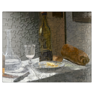 puzzleplate Still Life with Bottle Carafe Bread and Wine 1862 -1863 by Claude Monet 100 Jigsaw Puzzle