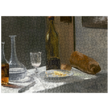 puzzleplate Still Life with Bottle Carafe Bread and Wine 1862 -1863 by Claude Monet 500 Jigsaw Puzzle