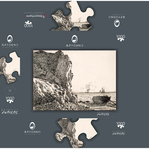 Cliffs and Sea, Sainte-Adresse (1864) by Claude Monet 1000 Jigsaw Puzzle box 3D Modell