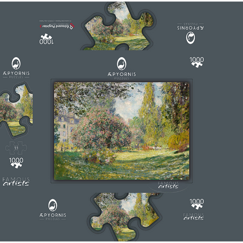 Landscape: The Parc Monceau (1876) by Claude Monet 1000 Jigsaw Puzzle box 3D Modell