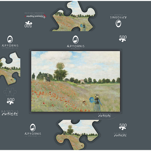 Claude Monets The Poppy Field near Argenteuil 1873 500 Jigsaw Puzzle box 3D Modell