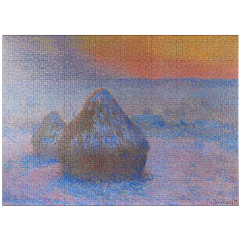 puzzleplate Stacks of Wheat, Sunset, Snow Effect (1890-1891) by Claude Monet 1000 Jigsaw Puzzle