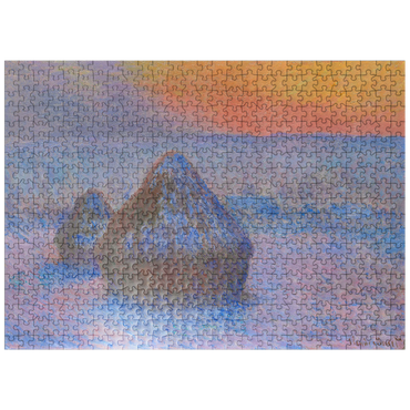 puzzleplate Stacks of Wheat Sunset Snow Effect 1890-1891 by Claude Monet 500 Jigsaw Puzzle