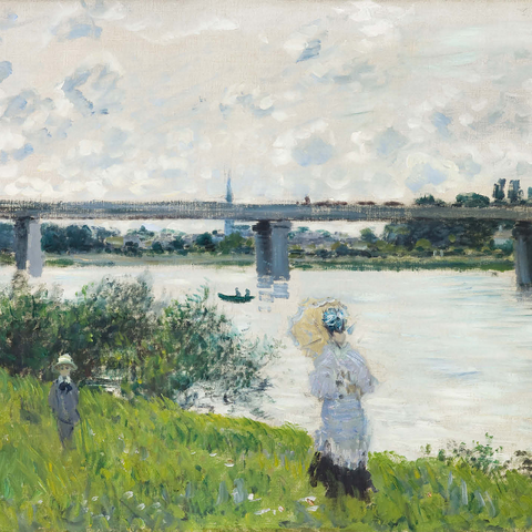 Claude Monet's The Promenade with the Railroad Bridge, Argenteuil (1874) 1000 Jigsaw Puzzle 3D Modell