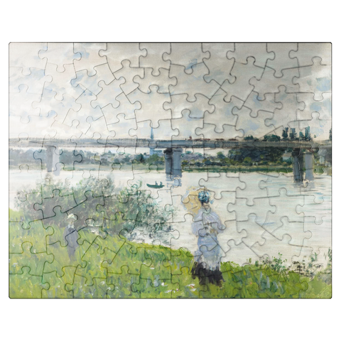 puzzleplate Claude Monets The Promenade with the Railroad Bridge Argenteuil 1874 100 Jigsaw Puzzle