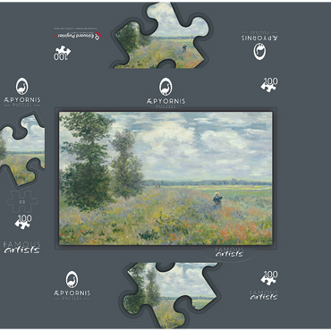 Poppy Fields near Argenteuil 1875 by Claude Monet 100 Jigsaw Puzzle box 3D Modell