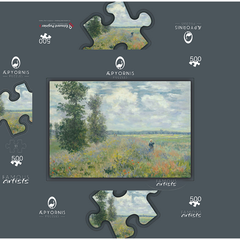 Poppy Fields near Argenteuil 1875 by Claude Monet 500 Jigsaw Puzzle box 3D Modell