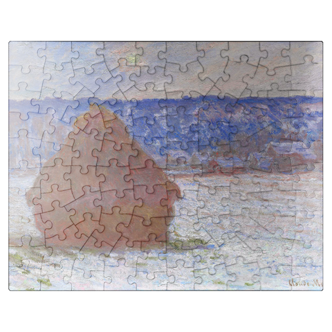 puzzleplate Stack of Wheat Snow Effect Overcast Day 1890-1891 by Claude Monet 100 Jigsaw Puzzle